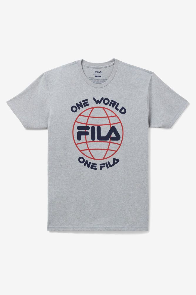 Fila One World T-Shirt Grey - Mens - 18543IDJX